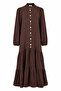 Merwish Seashell Buttoned Organic Muslin Dress 1795 Brown - 4