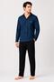 Men's Large Size Cotton Comfortable Patterned Buttoned Long Sleeve Pajama Set