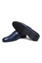 Dark Blue Shilingir Dark Blue Color Laceless Genuine Leather Men's Shoes - 3