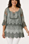 Women's Floral Embroidered Sequined Silk Fabric Blouse - 4