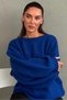 Cobalt blue Balloon Sleeve Relaxed Fit Women's Knitwear Sweater Mg2602 - 2