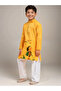 Boys Yellow Cotton Kurta with Printed Design - 4