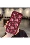 حافظة متوافقة مع هاتف iPhone 8 Plus، حافظة حماية للكاميرا بنمط زهور باللون العنابي، حافظة هاتف من السيليكون للزوجين