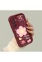 Samsung Galaxy A54 Compatible Case Camera Protective Flower Pattern Maroon Lover Couple Silicone Phone Case - 2