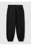 Boys' Black Sweatpants with Embroidered Logo on the Front and Ribbed Pockets - 2