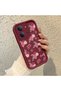 Redmi 15C 5g Compatible Case Camera Protective Flower Pattern Maroon Lover Couple Silicone Phone Case - 3