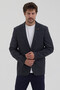 Fezziro Men's Dark Navy Blue Polyviscon Fabric Slim Fit Mono Collar Sports Blazer Jacket