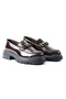 Brown Patent Leather Genuine Leather Loafer Women's Shoes - Z2813 - 2
