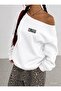 Classy Printed Oversized Women's Boat Neck Sweatshirt