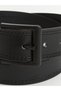 Black Metal Buckle Faux Leather Men's Belt - 2