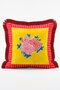 Colorful Striped Edged Peony and Rose Floral Patterned 4-Piece Fringed Throw Pillow Cover Set - 3