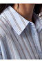 Lcw Vision Blue Striped Oversize Women's Shirt - 3