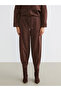 Esvab • Modern & Distinctive Women's Jogger Pants with Waist Drawstring and Suede Look - 2