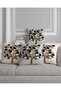 Punch Embroidery Patterned Gray Cream Autumn Themed Digital Printed Gift Set of 4 Throw Pillow Covers