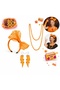 80S 90S Neon Orange Party Set – Necklace Earrings Crown (5492) - 3
