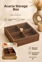 4-Compartment Acacia Wood Storage and Organization Box with Transparent Lid 20X20 cm