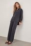 Siyah Keten Oversize Yıkamalı Tencel Salaş Gömlek Takım TDRSS26AU00008 - 2