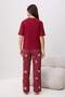 Bordo %100 Pamuklu Kurdele ve Yıldız Baskılı Örme Pijama Takımı THMAW26PT00116 - 4