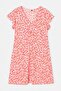 Pembe Mini Çiçek Desenli A-Line V Yaka  Örme Büyük Beden Elbise TBBSS26AH00239 - 4