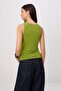 Yağ Yeşil Düz Fitted Kayık Yaka Standart Kol Kolsuz Esnek Örme Bluz TWOSS26BZ00598 - 4