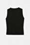Black Fitted Keyhole Neck Sleeveless Interlock Knitted Blouse Twoss26Bz00341 - 6