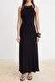 Black Bodycon Pool Collar Thin Strap Sleeveless Maxi Stretch Knitted Dress Twoss26El01061 - 3