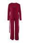 Bordo 3'lü Dantelli Viskon Örme Pijama Takımı THMSS26PT00056 - 8