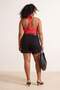 Black High Waist Stretch Plus Size Shorts&Bermuda Tbbss26Ap00037 - 3