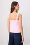 Pink Fitted/Bodycon Pool Neck Sleeveless Crop/Short Cotton Ribbed Knitted Tank Top Twoss26Al00093 - 4