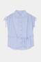 Blue Shoulder Gathered Belted Striped Shirt Tdrss26Go00119 - 5