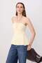 Sarı Fitted/Vücuda Oturan Straplez Kolsuz Soft Touch Örme Bluz TWOSS26BZ00887 - 2