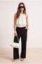 Siyah Wide Leg Bel Boxer Detaylı Dokuma Kumaş Pantolon TWOAW24PL00273 - 2