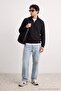 Black Regular/Normal Cut High-Neck Zippered Textured Sweatshirt Tmnaw27Sw00002 - 2