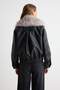 Black Oversize Faux Fur Detailed Bomber Jacket Coat Twoaw27Mo00058 - 5