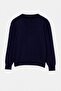 Wardrobe Essentials Navy Blue Crew Neck Buttoned Knitwear Sweater Twoaw27Kz00054 - 5