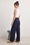 Lacivert Kalın Kemerli Çizgili Wide Leg/Geniş Paça Pantolon TWOAW27PL00027 - 6