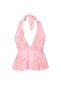 Pembe Çiçekli Boyundan Bağlamalı Yakma Party Bluz TPRSS26BZ00101 - 5