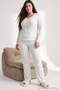 White 100% Cotton Floral Lace Detailed Ribbed/Pointel Knitted Pajama Set Tbbaw27Ai00005