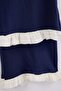 Navy Blue 100% Cotton Frilly Knitted Pajamas Set Thmaw26Pt00057 - 8