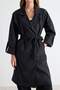 Siyah Oversize Kuşaklı Su İtici Uzun Trençkot TWOAW24TR00019 - 3