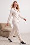 Ecru Cotton Blend Baby Overlocked Ribbed Knitted Pajama Set Thmaw27Pt00021 - 3