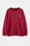 Büyük Beden Bordo Oversize/Geniş Kalıp Baskılı Sweatshirt TMNAW27AO00025 - 5
