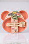 Pink Baby Food Plate Set with Mouse Figure and 4 Compartments - Educational Spoon and Fork Set Bpa-Free - 8