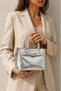 Silver Women's Hand & Shoulder Bag with Belt Detail – Stylish Casual and Classic Design - 2