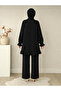 Stone Detailed Buttoned Cotton Double Suit Black - 3