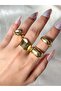 Women's Gold Color 4-Piece Design Ring Set - 3