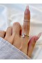 Women's silver color 2-piece stone heart model ring - 2