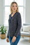 Floral Patterned V-Neck Lace Detailed Stylish Comfortable Fit Quality Lycra Combed Cotton Mother Blouse - 2