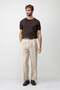 Beige Pleated Relaxed Fit Men's Trousers - 3