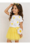 Girl's Yellow 2-Piece Heart Tulle Lined Skirt Top and Bottom Set - 2